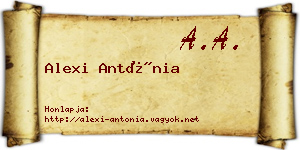 Alexi Antónia névjegykártya